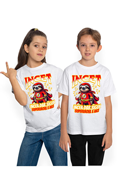 StoryGift Romania Tricou Copii Super Erou - Incet dar Sigur 100% Bumbac, Unis...