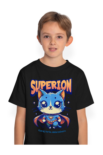 StoryGift Romania Tricou Copii Baieti Super Ion, SuperErou, Pisica Zburand 10...