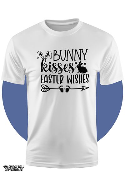 StoryGift Romania Children's T-shirt with bunny and the text in English "Bunny kisses, Easter wishes" - wishes of
