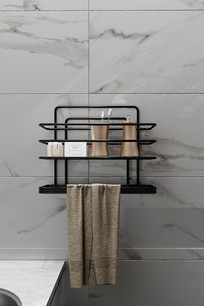 EVA METAL TASARIM Αυτοκόλλητο ράφι μπάνιου Ράφι για πετσέτες ντους Σαμπουάν ντους Ράφι τοίχου Organizer Θήκη για πετσέτες