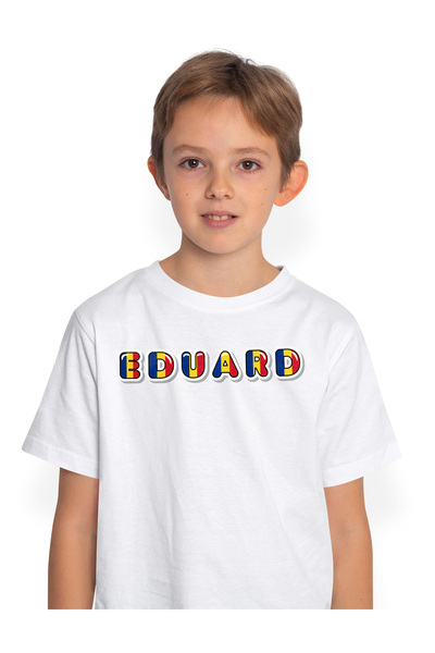 StoryGift Romania Tricou Copii Baieti Cu Numele Eduard, Romania, Suporter, St...