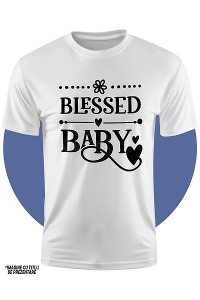 StoryGift Romania Children's T-shirt with hearts and the text in English "Blessed baby" - blessed baby 100%