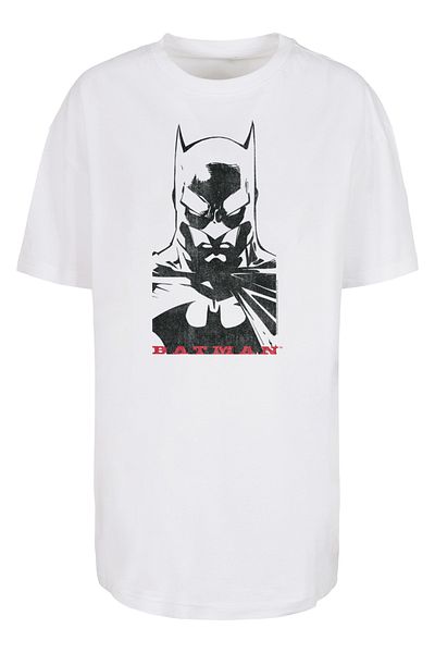 F4NT4STIC Damen Dc Comics Batman Solid Stare-wht And Batman With Ladies Long Slub Tee
