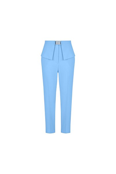 BİRELİN Kemer Detaylı Poliviskon Pantolon Bazalt Mavisi