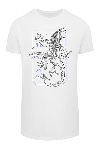 F4NT4STIC Herren Harry Potter Dragon Line Art-wht With Shaped Long Tee