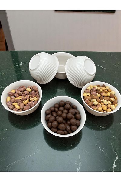 ALCE 6-Piece Ceramic Soup Bowl Compote Snack Bowl Striped Model