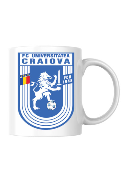 OEM Personalized white mug "F.C. Universitatea Craiova" v1, INOVATIX®. 330ml