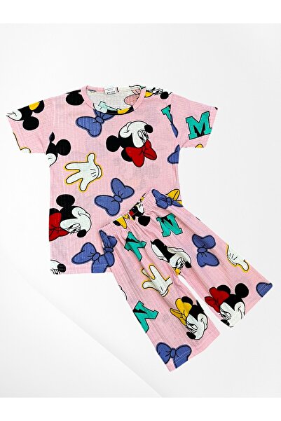 Pajama Shop Set de pijamale de vară pentru fete, din bumbac, roz, cu mâneci s...