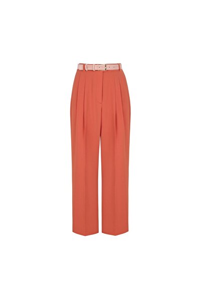 BİRELİN Havuç Form Krep Pantolon Ateş