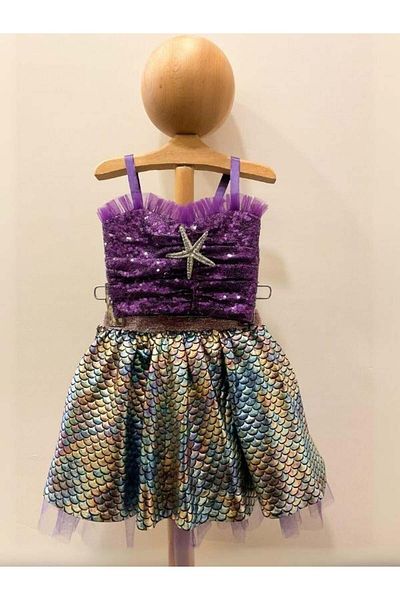 Okay Girl's Cropped Tutu Mermaid Costume