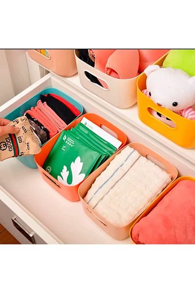 Ecolux 6 Pieces 3.5 Lt Cabinet, Refrigerator Organizer, Bathroom, Kitchen Organizer Basket White 24Cm16Cm11Cm