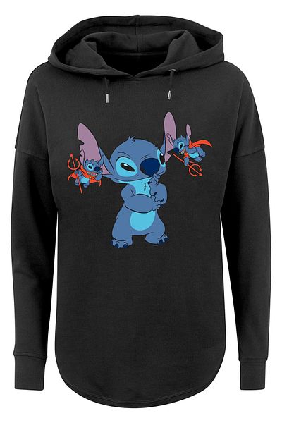 F4NT4STIC Damen Disney Lilo Ve Stitch Küçük Şeytanlar boyun baskısı Bayan Büyük Boy Kapüşonlu
