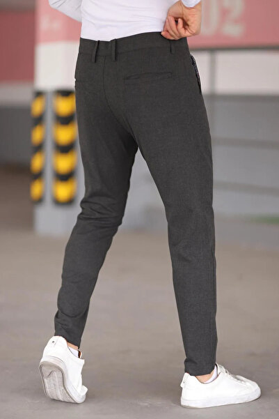 bombe Ανδρικό παντελόνι Anthracite Slim Fit με ελαστικό ύφασμα Lycra μέχρι τον αστράγαλο