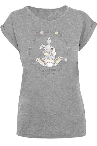 F4NT4STIC Damen Disney Bambi Thumper Sweet As Can Be-wht With Ladies Extended Shoulder Tee
