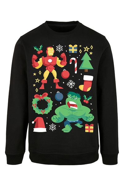 F4NT4STIC Herren Marvel Universe Iron Man And Hulk Christmas Day With Basic Crewneck