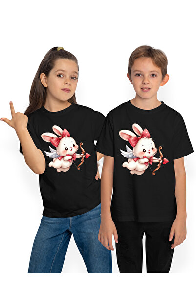 StoryGift Romania Tricou Copii cu un iepuras alb Cupidon care trage cu arcul,...
