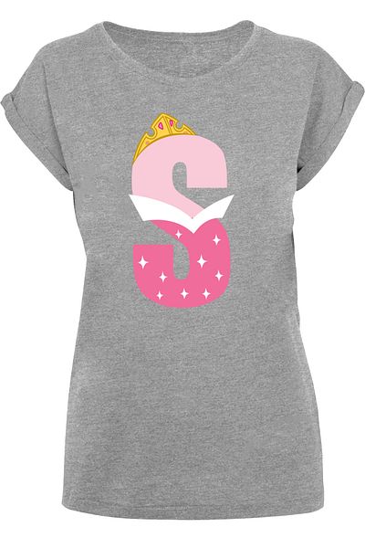 F4NT4STIC Damen Disney Alphabet S steht für Dornröschen-blk mit verlängertem Schulter-T-Shirt