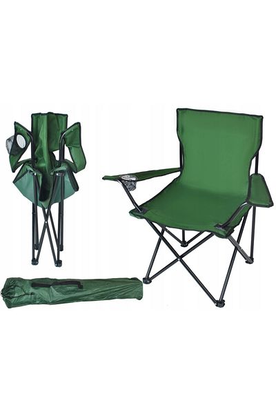 zola Scaun de camping, cu mânere, pliabil, cu loc pentru pahar, 80x44x80 cm, verde