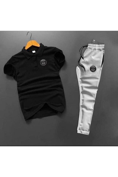 NOFLEN Printed paris Men's Polo Neck T-shirt Scuba Sweatpants