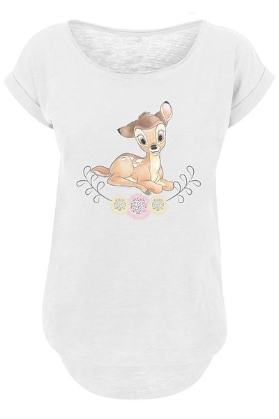 F4NT4STIC Damen Disney Bambi Watercolour-wht With Ladies Long Slub Tee