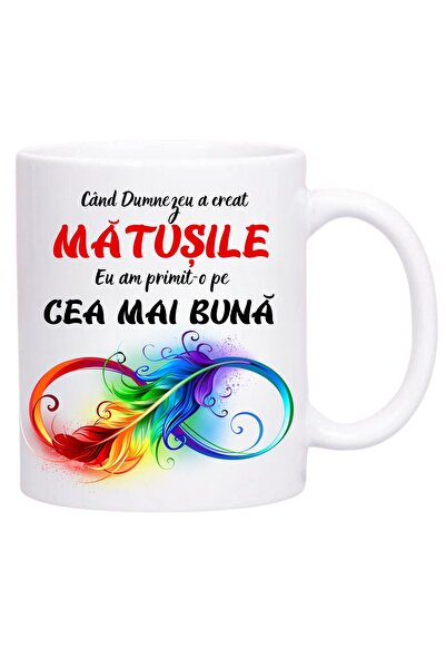 OEM Cană albă personalizată, pentru cea mai bună mătușă, INOVATIX®. 330ml