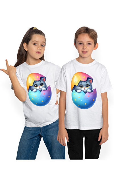 StoryGift Romania Tricou Copii cu o pisicuta surprinsa care iese dintr-un ou ...