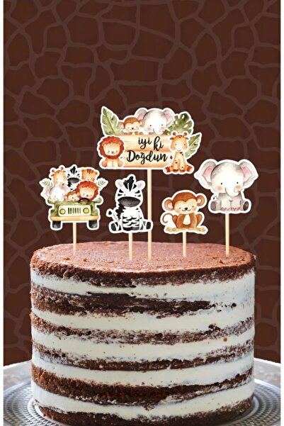 abjad سفاري أنيمالز باستيل * تزيين الكيك بأعواد الأسنان * ورق سميك