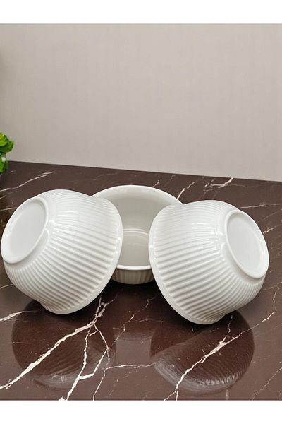 ALCE 6-Piece Ceramic Soup Bowl Compote Snack Bowl Striped Model