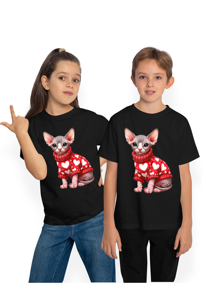 StoryGift Romania Tricou Copii cu o pisicuta Sfinx care poarta o bluza groasa...
