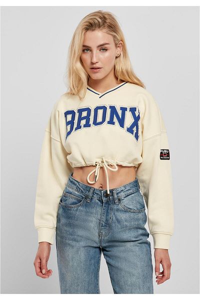 FUBU Damen Fw224-003-1 City Short Crew Rhinestone Offwhite/dark Blue
