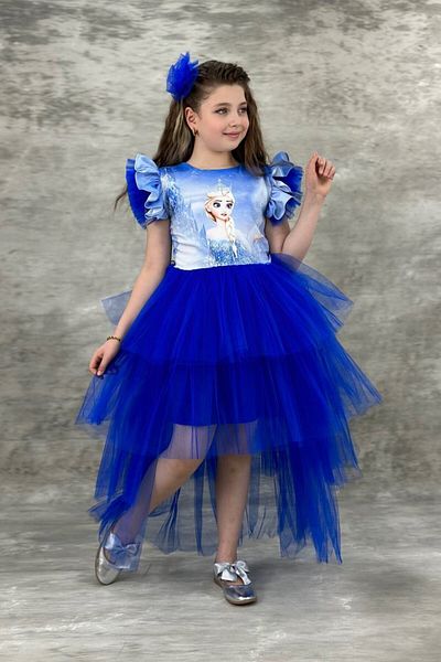 ABİYEKİDS Elsa Turquoise Katkat Tailed Style Children's Evening Dress Aby745