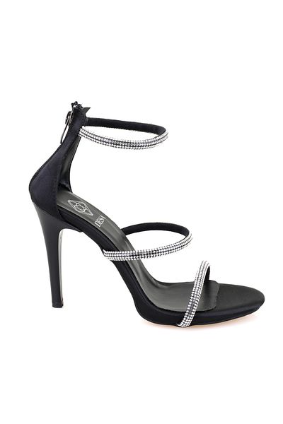 Desa Women's Black Heeled Evening Dress Sandals
