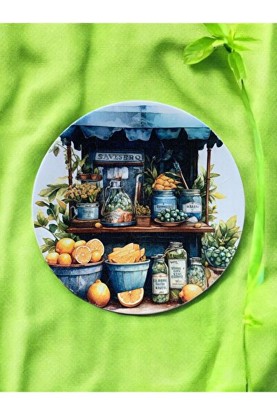 unique florya Limon Bahçesi Duvar Tabağı Duvar Süsü Dekoratif Tabak 26cm