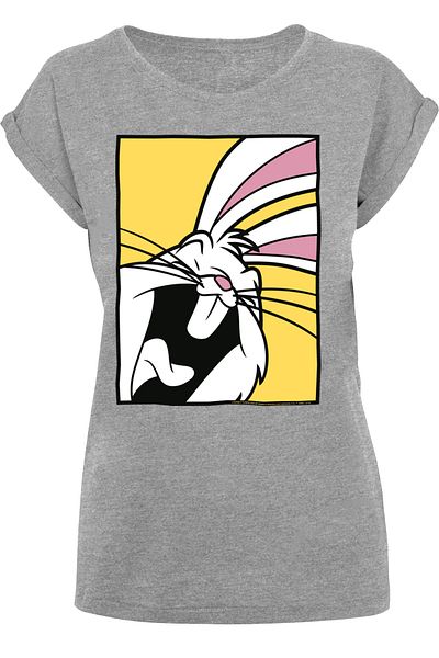 F4NT4STIC Damen Looney Tunes Bugs Bunny Laughing with Ladies Extended Shoulder Tee