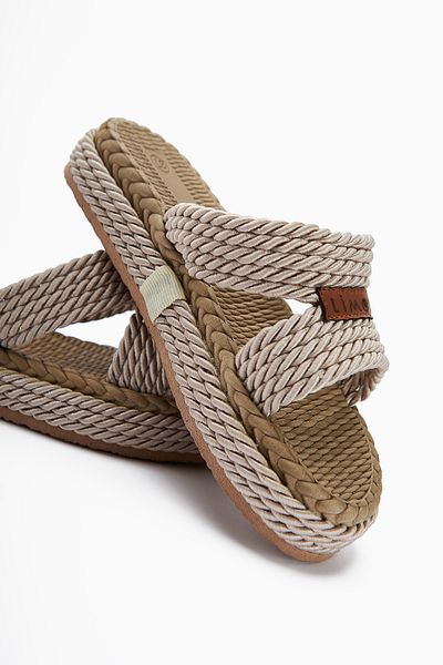 Limoya Γυναικείες ψάθινες παντόφλες Menna Beige Comfort