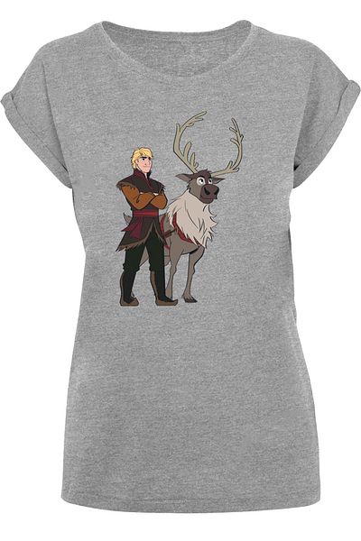 F4NT4STIC Damen Disney Frozen 2 Sven und Kristoff mit verlängertem Schulter-T-Shirt
