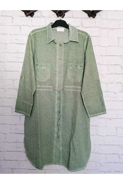 anne moda ankara Μέση με κορδόνι, 100% καθαρό βαμβάκι, λειασμένο, χωρίς λύκρα, μακρύ μανίκι, 2 τσέπες, τουνίκ