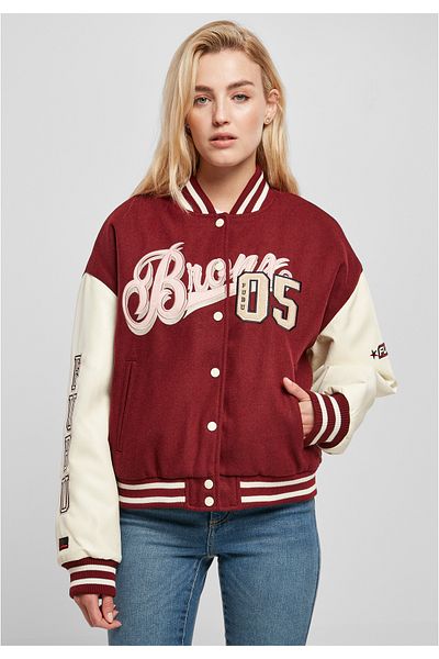FUBU Damen Fw224-006-1 City 05 Varsity Jacket Bordeaux/offwhite