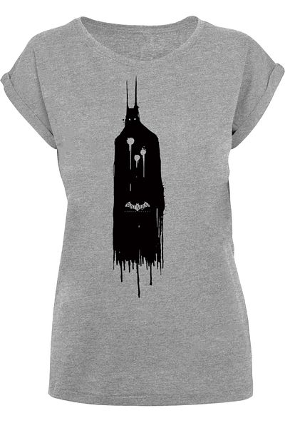 F4NT4STIC Damen Dc Comics Batman Arkham Knight Ghost-wht With Ladies Extended Shoulder Tee
