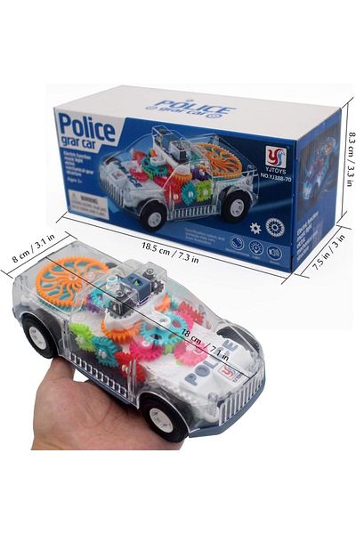 Choice No.388-70 With Box Light Up Transparent Gears Police Car Toy For Kids Bump And Go Toy Car For Boys G
