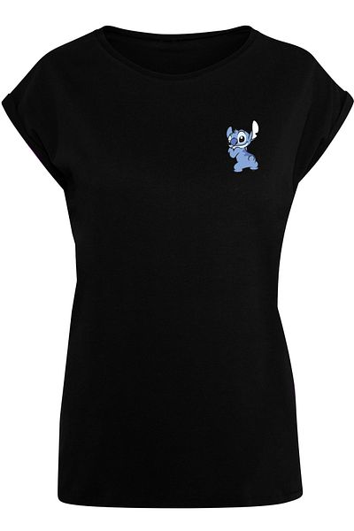 F4NT4STIC Damen Disney Lilo und Stitch Stitch Backside mit Ladies Extended Shoulder T-Shirt