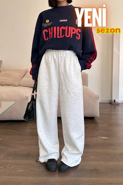 vladivosto Wide Leg Elastic Leg 2 Thread High Waist Large Size Sweatpants Extra Loose Oversize Fit