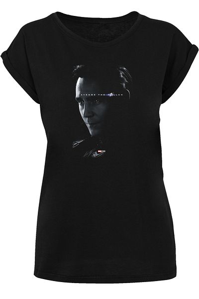 F4NT4STIC Damen Marvel Avengers Endgame Avenge The Fallen Loki with Ladies Extended Shoulder Tee