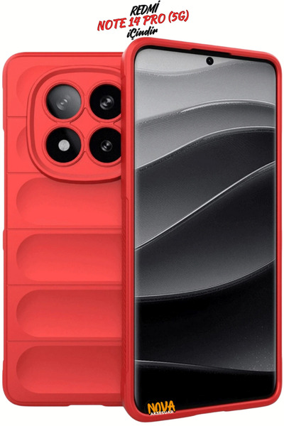 cepmoda Xiaomi Redmi "Note 14 Pro (5g)" Case - Anti-Shock Velvet Inner Coating Curved Thick Soft Cover - Red
