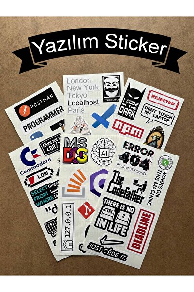 hdsticker 46 Adet Yazılım & Yazılımcı Software Developer Laptop Notebook Tablet Etiket Sticker Set P54