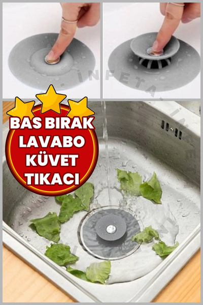 İnfeta Bas Çek Plastik Slikon Lavabo ve Küvet Gider Tıkacı, Lavabo Süzgeci Gider Tıpası