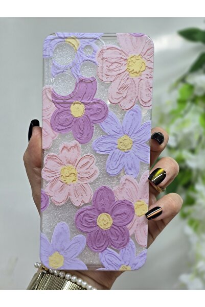 Magic Ring Xiaomi Redmi 12 Uyumlu Pastel Renkli Çiçekler Desenli Şeffaf Telef...