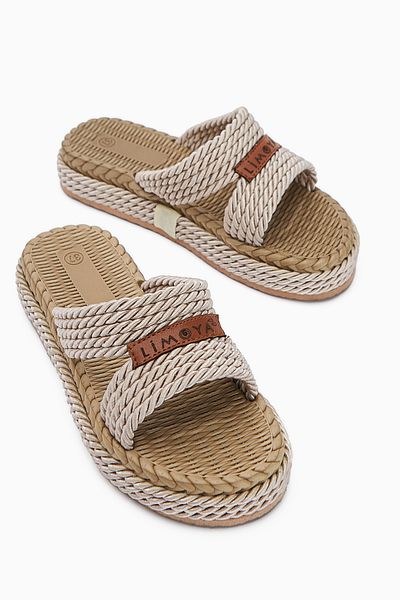 Limoya Γυναικείες ψάθινες παντόφλες Menna Beige Comfort