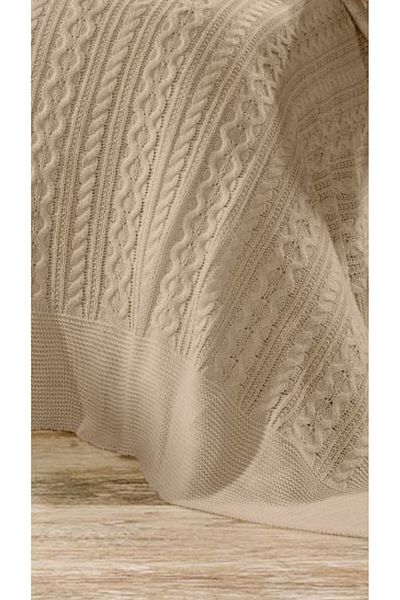 coton doux مفرش سرير تريكو البحر الأبيض المتوسط 220 × 240 (BISCUIT)
