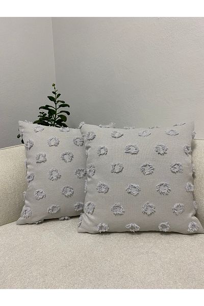 LILYUM Home Bohemian Punch μοτίβο 2 τεμαχίων γκρι διακοσμητικό κάλυμμα μαξιλαριού 44x44 cm